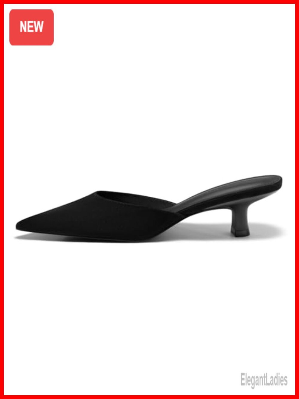 Coutgo Womens Kitten Low Heels Mules Closed Pointed Toe Pumps Slip On Backless